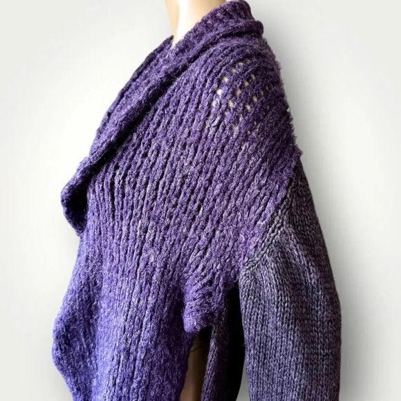 Helen Welsh Vintage Mohair Wool Blend High Side Slit Open Cardigan Size M Purple - Picture 8 of 16